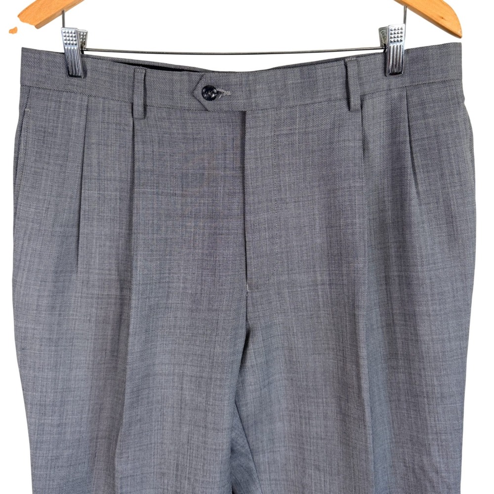 Joseph A Bank Executive Pleated Dress Pants Mens 35x30 Gray Wool Cuffed